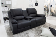 Exclusieve 2-zits bioscoopbank 190 cm zwarte lederlook met bekerhouder