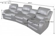 Exclusieve 3-zits bioscoopstoel zwart met bekerhouder 295cm