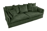 Grote 3-zitsbank HEAVEN 200cm donkergroen fluwelen veerkern wasbare hoes hoes slaapbank bank