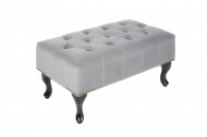 Hocker zilver grijs gecapitonneerd 80cm fluweel stof