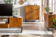 Massief dressoir SCORPION 177 cm bruin mangohout, gedetailleerd 3D-houtsnijwerk