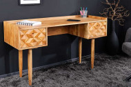 Massief houten bureau ALPINE 135 cm natuurlijke acaciahoningafwerking met opberglades