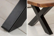Massieve boomstam salontafel MAMMUT 110cm Acacia Honing afwerking zwart X-frame