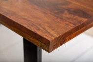Massieve eettafel IRON CRAFT 140cm Sheesham-steenafwerking Industrieel ontwerp