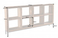 Massieve open wandkast IRON CRAFT 172 cm mangohout boekenplank acht vakken industrieel design