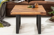 Massieve salontafel IRON CRAFT 60cm Sheesham-steenafwerking Industrieel ontwerp