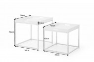 Moderne bijzettafel set van 2 ELEMENTS 50cm wit chroom uitneembaar blad