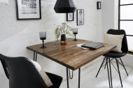 Retro vierkant eettafel 80x80 cm SCORPION Acacia bruin verweerde haarspeldpoten