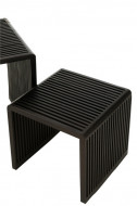 Set Van 2 Koffietafels/ bijzet tafels Kubus Gerecycleerd Teak Zwart
