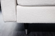 Design Teddy witte stof 3-zitsbank 220 cm zitting pocketvering met zwarte poten