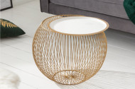 Elegante salontafel STORAGE 51 cm goud witte opbergmand met dienblad