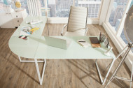 Exclusief design hoekbureau 180 cm mat wit glas