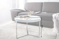 Extravagante salontafel 60cm wit chroom rond incl. dienblad