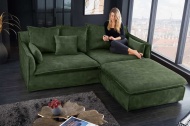 Grote 3-zitsbank HEAVEN 200cm donkergroen fluwelen veerkern wasbare hoes hoes slaapbank bank