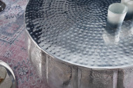 Handgemaakte salontafel MARRAKESH 65cm zilver met gehamerd design