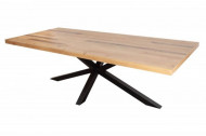 Industriële eettafel GALAXIE 240cm gerecycleerd grenenhout stervormig frame