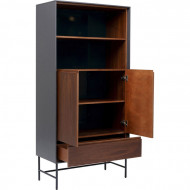 Kabinet /Vitrinekast Selina 82x170cm met notenhoutfineer in warm bruin