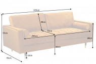 Luxe design 3-zitsbank 225 cm zitcomfort pocketvering bekleding stof fluweel mosterdgeel