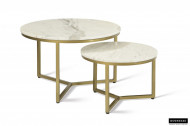 MARMEREN SALONTAFEL WIT 2-DELIG frame messing goud