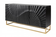 Massief dressoir SCORPION 140 cm zwart mangohout uitgebreid 3D-houtsnijwerk