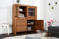 Massief highboard PURE 120cm vitrine palissander met sheesham steen afwerking
