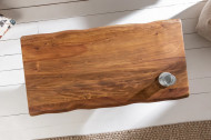 Massieve boomstam salontafel MAMMUT 110cm Acacia Honing afwerking zwart X-frame