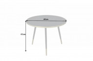 Retro salontafel PARIS 60cm antraciet kristalglas met marmeren decor bijzettafeltje