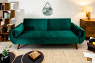 Retro slaapbank Fluweelstof smaragdgroen 220 cm 3-zitsbank met bedfunctie