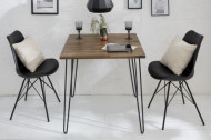 Retro vierkant eettafel 80x80 cm SCORPION Acacia bruin verweerde haarspeldpoten