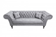 Chesterfield 3-zitsbank PARIS 225 cm grijs met 2 springkussens