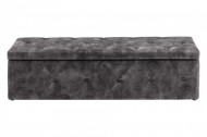 Chesterfield bedbank EXTRAVAGANCIA 140 cm grijs fluweel met opbergruimte