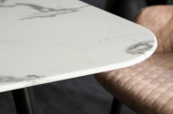Design eettafel PARIS 140cm wit kristal glas met marmer decor