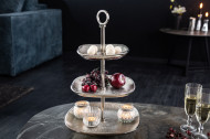 Design taartplateau ORIENT 44 cm zilver met drie verdiepingen
