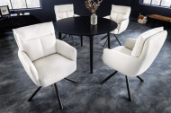 Draaibare retro stoel BIG GEORGE witte bouclé met armleuningen Bonell veerkern teddystof