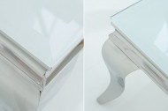 Elegante salontafel MODERN BAROQUE 100cm zilver met wit opaal glas