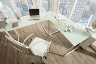 Exclusief design hoekbureau 180 cm mat wit glas