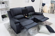Exclusieve 2-zits bioscoopbank 190 cm zwarte lederlook met bekerhouder