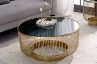 Filigraan design salontafel VARIATION 80cm goud zwart glas handwerk