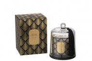 Geurkaars Bel Midnight Deluxe Sapphire Amber Tea Glas Zwart/Goud Medium-45h