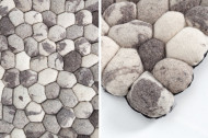 Handgeweven scheerwollen tapijt LIVING 200x120cm grijs vilt steen look