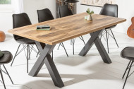 Industriële eettafel MONTREAL 180cm eiken look met zwarte X-poten