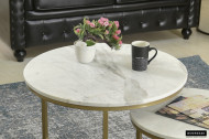 MARMEREN SALONTAFEL WIT 2-DELIG frame messing goud