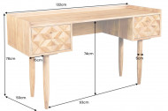 Massief houten bureau ALPINE 135 cm natuurlijke acaciahoningafwerking met opberglades