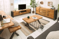 Massieve salontafel THOR 110cm wild eiken geolied in industrieel design