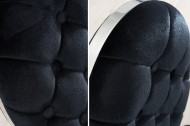 MODERN BAROCK fauteuil combineert symbiose van roestvrij staal en hoogwaardig zwart fluweel met knopen