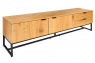 Modern TV-bord X7 180 cm eiken decor laag bord gecoat afgeleid houtproduct met zwart frame