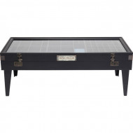 Salontafel Collector Zwart 122x55cm met vakjes en wijnhouder