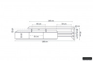 TV-MEUBEL Spring WIT MAT/BETON look 180cm