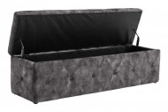 Chesterfield bedbank EXTRAVAGANCIA 140 cm grijs fluweel met opbergruimte