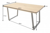 Design eettafel LOFT 140 cm eiken look met slede onderstel industriële stijl